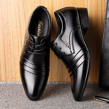 Fashion Men's Leather Shoes: Wedding Business Dress Oxfords