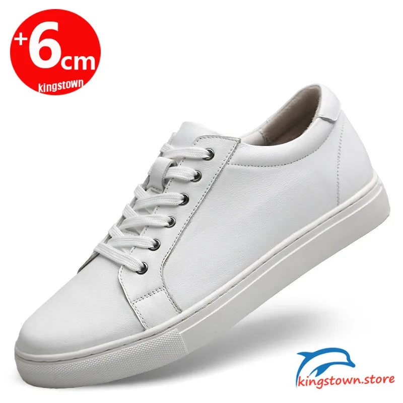 Men’s Leather Elevator Sneakers – 6CM Height Increasing Shoes