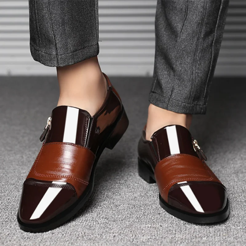 Black Patent Leather Slip-On Shoes – Elegant Formal & Casual Business Shoes for Men