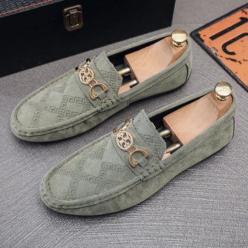 Handmade Green Suede Loafers: Classic Men's Comfort