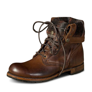 Leather Lace-Up Men's Knight Ankle Boots