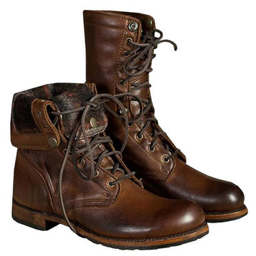 Leather Lace-Up Men's Knight Ankle Boots