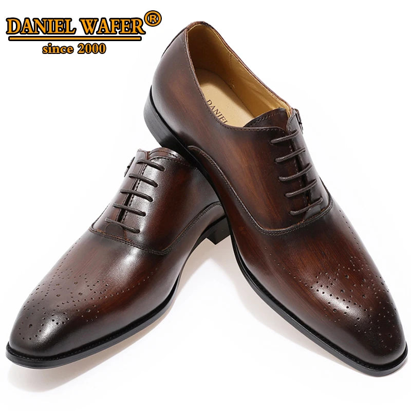 Classic Men's Genuine Leather Oxford Shoes: Business Formal Brogues