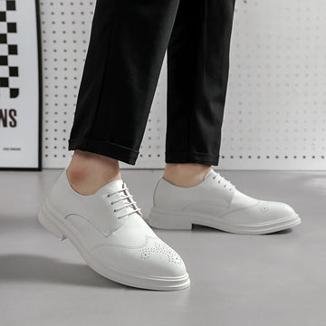 Luxury White Leather Lace-Up Shoes