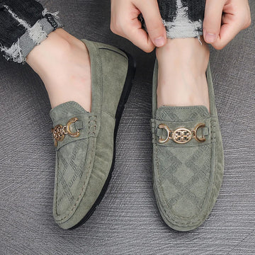 Handmade Green Suede Loafers: Classic Men's Comfort